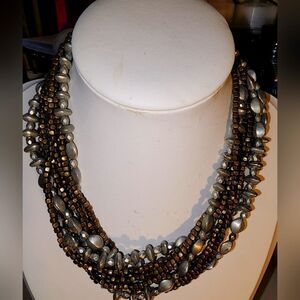 Premier Designs Elegant Metallic Beaded Wear It Now Necklace 12 1/2" +3"